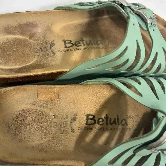 Birkenstock Green Sandals with Silver Buckles - Picture 14 of 14